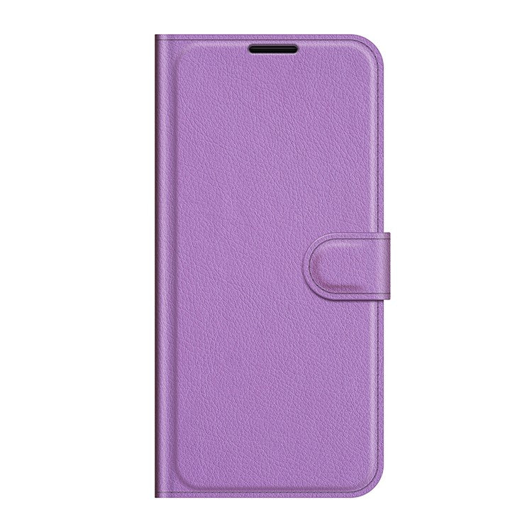 Wallet Design Folio Flip Litchi Texture Protective Soft PU Leather Phone Case with Stand for Motorola Edge 20 - Purple