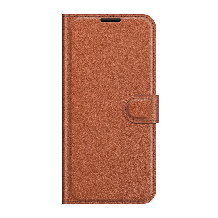 Wallet Design Folio Flip Litchi Texture Protective Soft PU Leather Phone Case with Stand for Motorola Edge 20 - Brown
