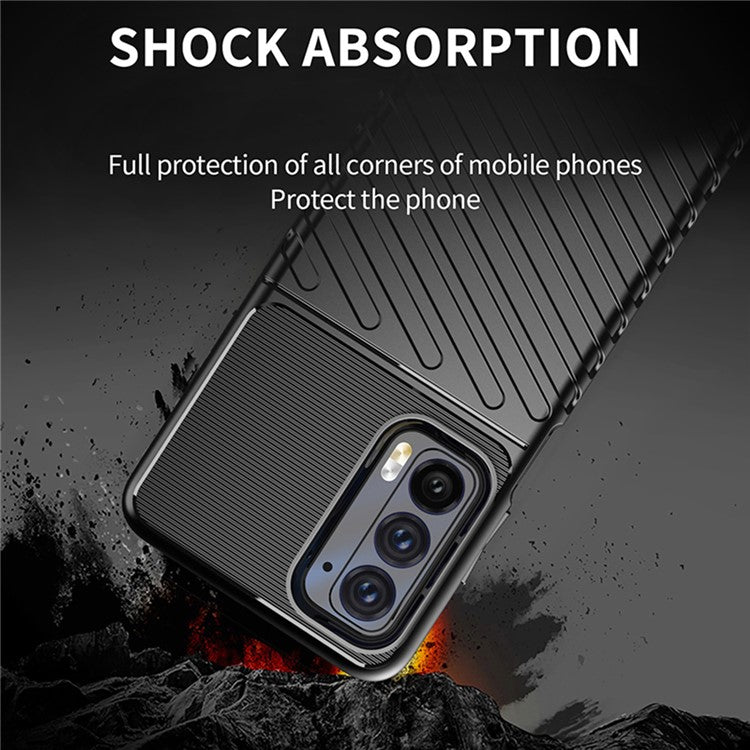 Thunder Series Twill Texture Anti-Slip Enhance Gripping Soft TPU Back Protective Cover for Motorola Edge (2021) - Blue