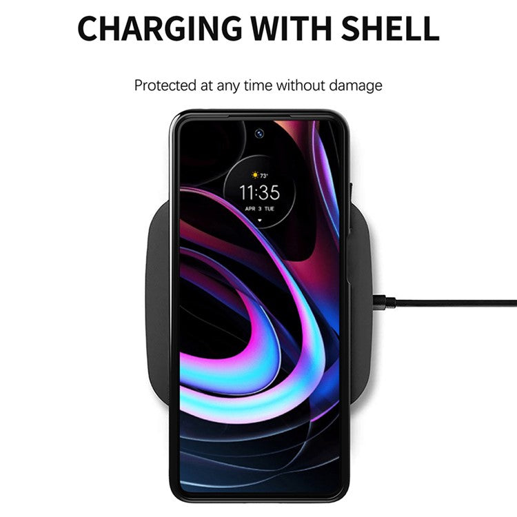Thunder Series Twill Texture Anti-Slip Enhance Gripping Soft TPU Back Protective Cover for Motorola Edge (2021) - Blue