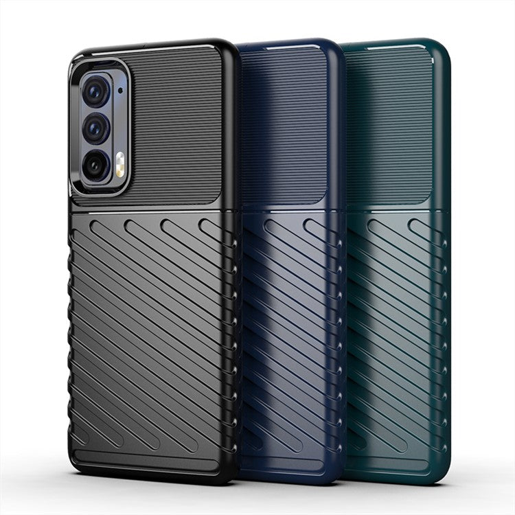 Thunder Series Twill Texture Anti-Slip Enhance Gripping Soft TPU Back Protective Cover for Motorola Edge (2021) - Blue
