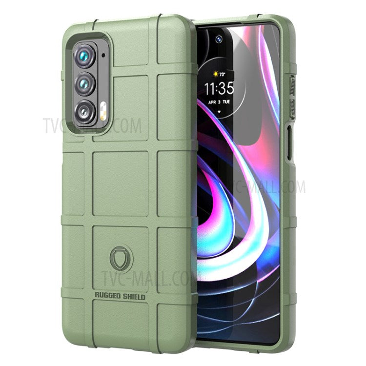 Anti-Scratch Shockproof Rugged Square Grid Texture Soft TPU Thickened Protective Case for Motorola Edge (2021) - Green