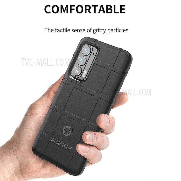 Anti-Scratch Shockproof Rugged Square Grid Texture Soft TPU Thickened Protective Case for Motorola Edge (2021) - Green