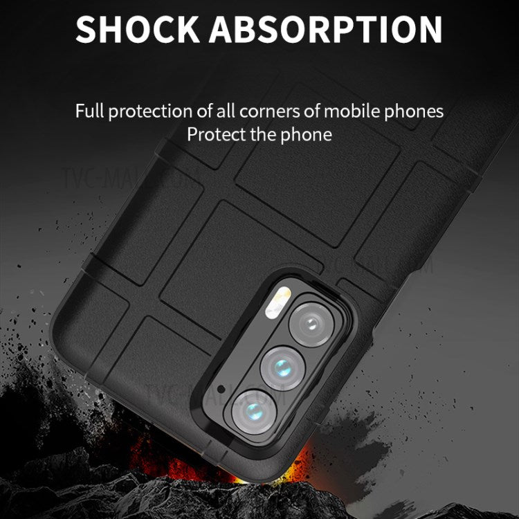 Anti-Scratch Shockproof Rugged Square Grid Texture Soft TPU Thickened Protective Case for Motorola Edge (2021) - Blue