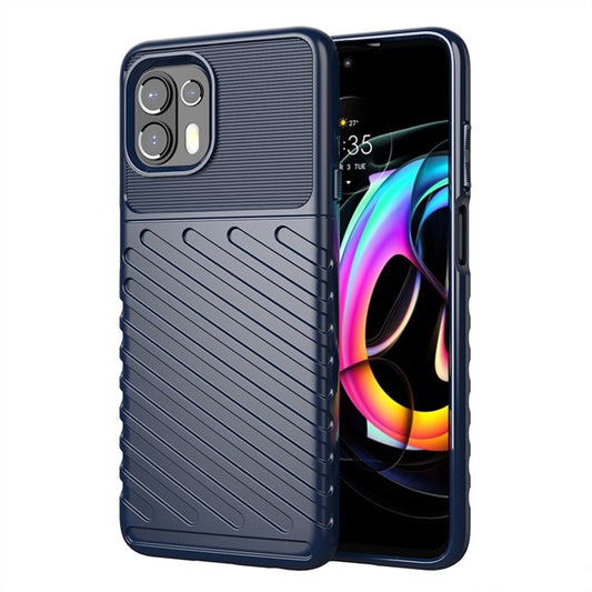 Thunder Series Twill Texture Soft TPU Slim Fashion Non-Slip Protective Phone Case for Motorola Edge 20 Lite / Edge 20 Fusion - Blue