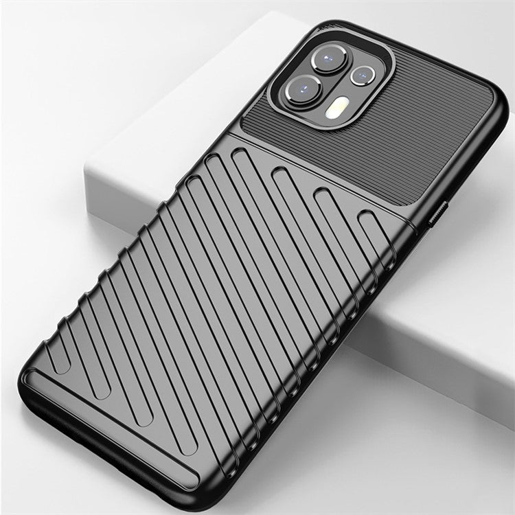 Thunder Series Twill Texture Soft TPU Slim Fashion Non-Slip Protective Phone Case for Motorola Edge 20 Lite / Edge 20 Fusion - Blue