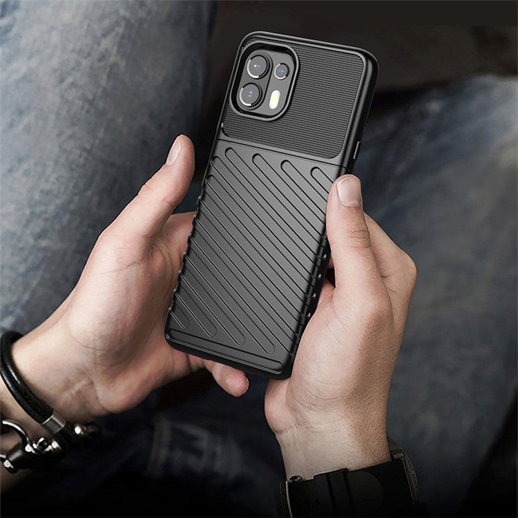 Thunder Series Twill Texture Soft TPU Slim Fashion Non-Slip Protective Phone Case for Motorola Edge 20 Lite / Edge 20 Fusion - Blue