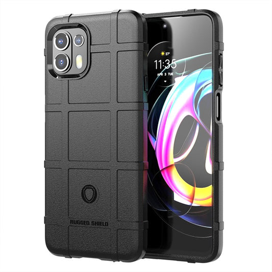 Rugged Square Grid Texture Thickened TPU Shock-proof Non-slip Phone Case for Motorola Edge 20 Lite/Edge 20 Fusion - Black