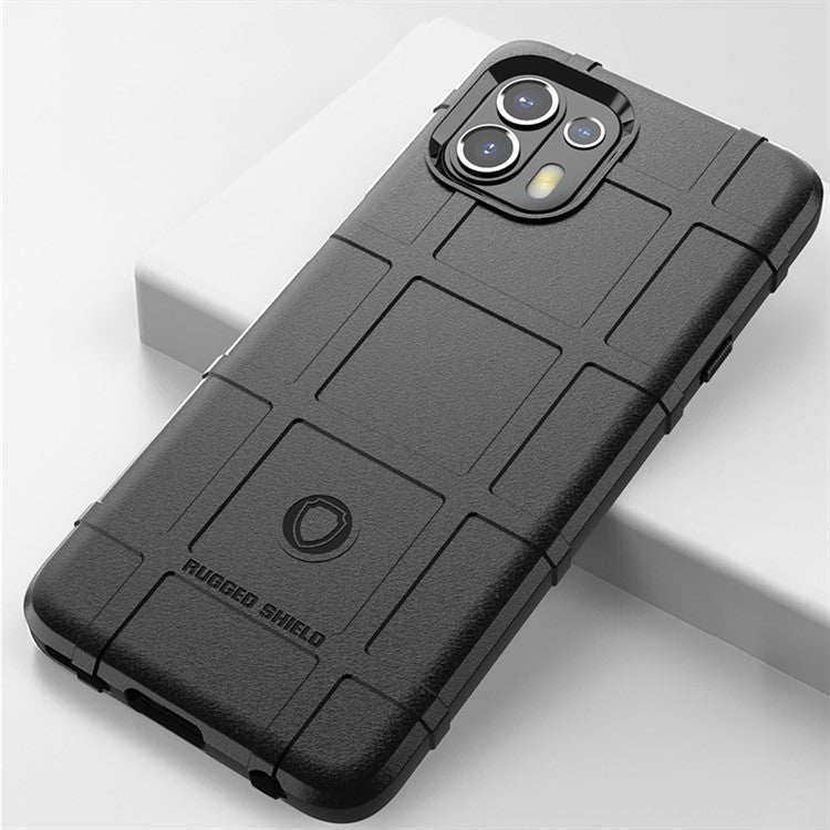 Rugged Square Grid Texture Thickened TPU Shock-proof Non-slip Phone Case for Motorola Edge 20 Lite/Edge 20 Fusion - Black