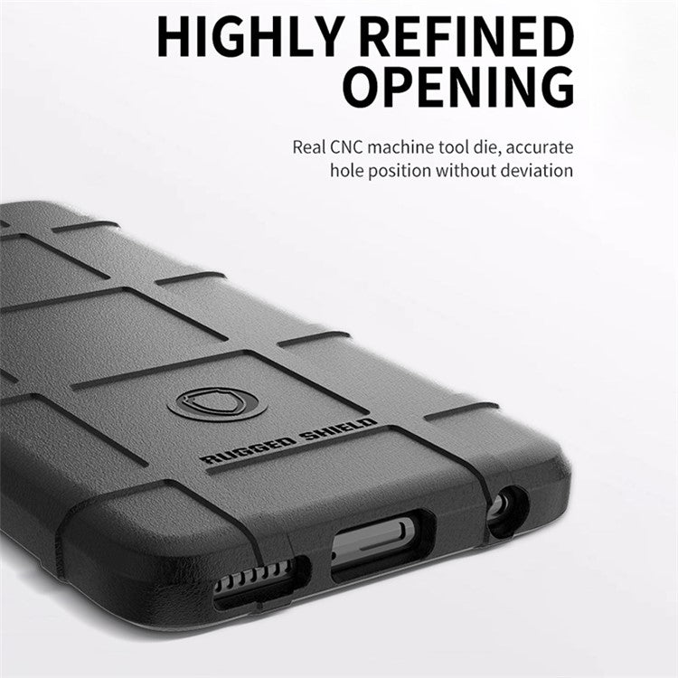 Rugged Square Grid Texture Thickened TPU Shock-proof Non-slip Phone Case for Motorola Edge 20 Lite/Edge 20 Fusion - Black