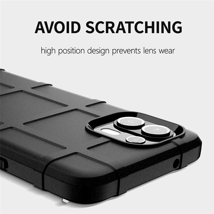 Rugged Square Grid Texture Thickened TPU Shock-proof Non-slip Phone Case for Motorola Edge 20 Lite/Edge 20 Fusion - Black