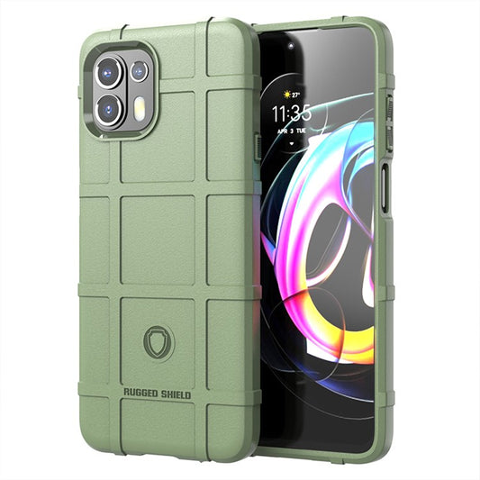 Rugged Square Grid Texture Thickened TPU Shock-proof Non-slip Phone Case for Motorola Edge 20 Lite/Edge 20 Fusion - Green