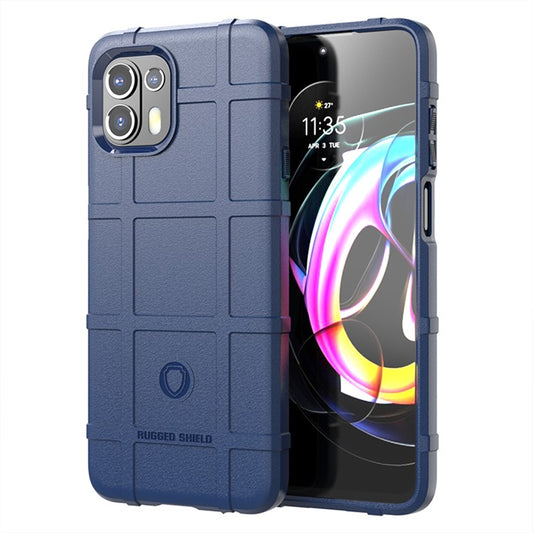 Rugged Square Grid Texture Thickened TPU Shock-proof Non-slip Phone Case for Motorola Edge 20 Lite/Edge 20 Fusion - Blue