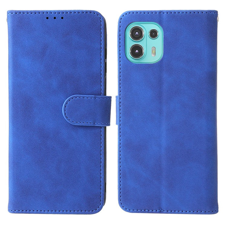 Skin-Touch Feeling Magnetic Wallet Stand Leather Phone Case for Motorola Edge 20 Lite - Blue