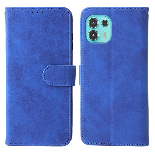 Skin-Touch Feeling Magnetic Wallet Stand Leather Phone Case for Motorola Edge 20 Lite - Blue