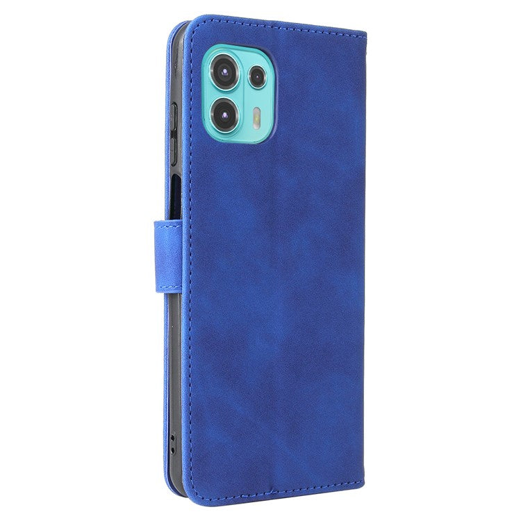Skin-Touch Feeling Magnetic Wallet Stand Leather Phone Case for Motorola Edge 20 Lite - Blue