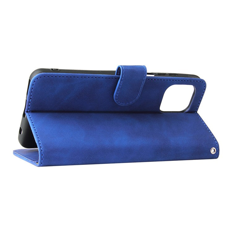 Skin-Touch Feeling Magnetic Wallet Stand Leather Phone Case for Motorola Edge 20 Lite - Blue
