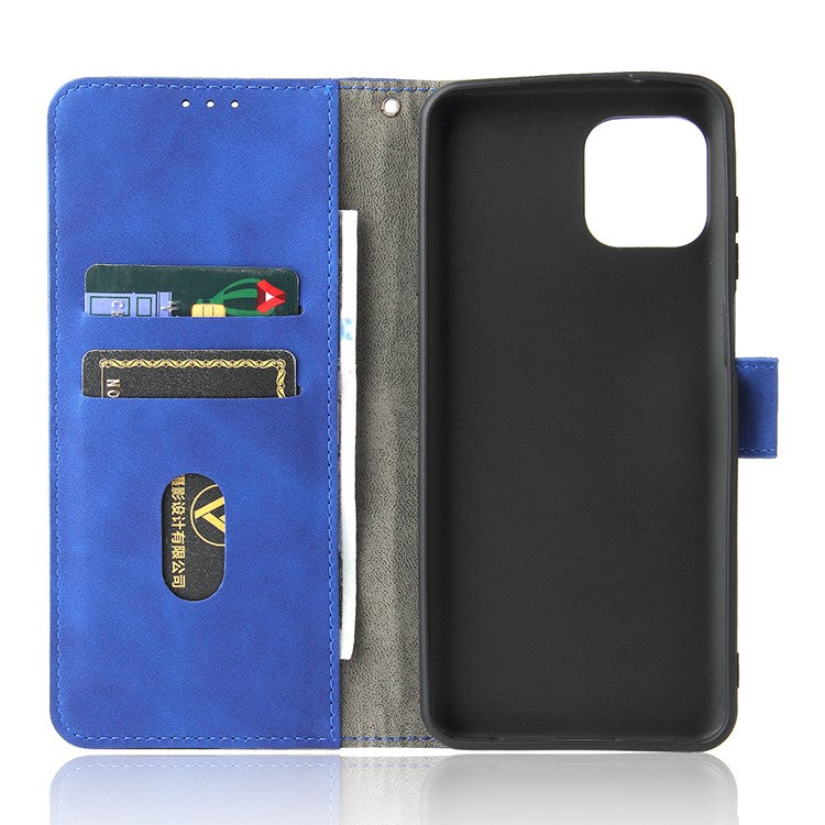 Skin-Touch Feeling Magnetic Wallet Stand Leather Phone Case for Motorola Edge 20 Lite - Blue