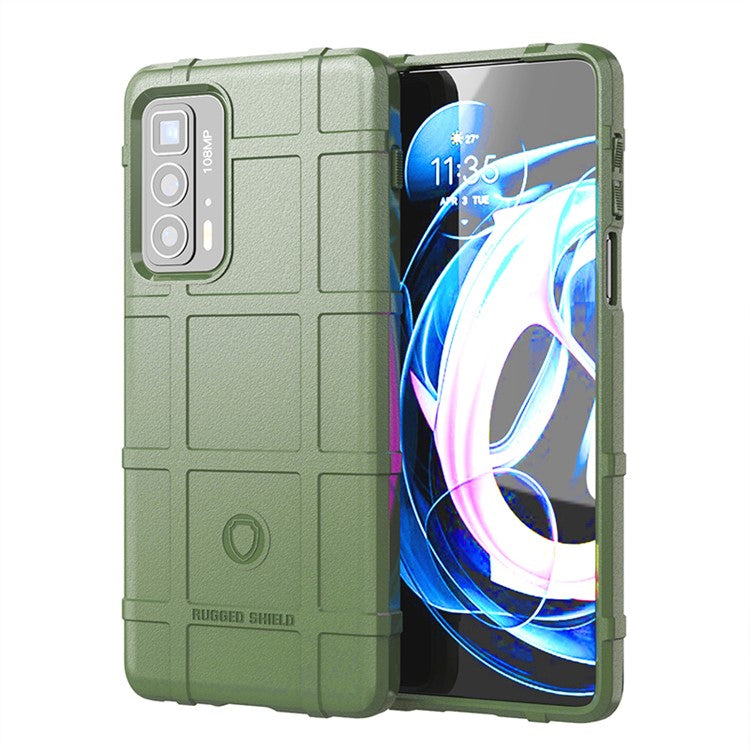 Anti-Drop Rugged Square Grid Texture Soft TPU Shockproof Protective Case for Motorola Edge 20 Pro / Edge S Pro - Green