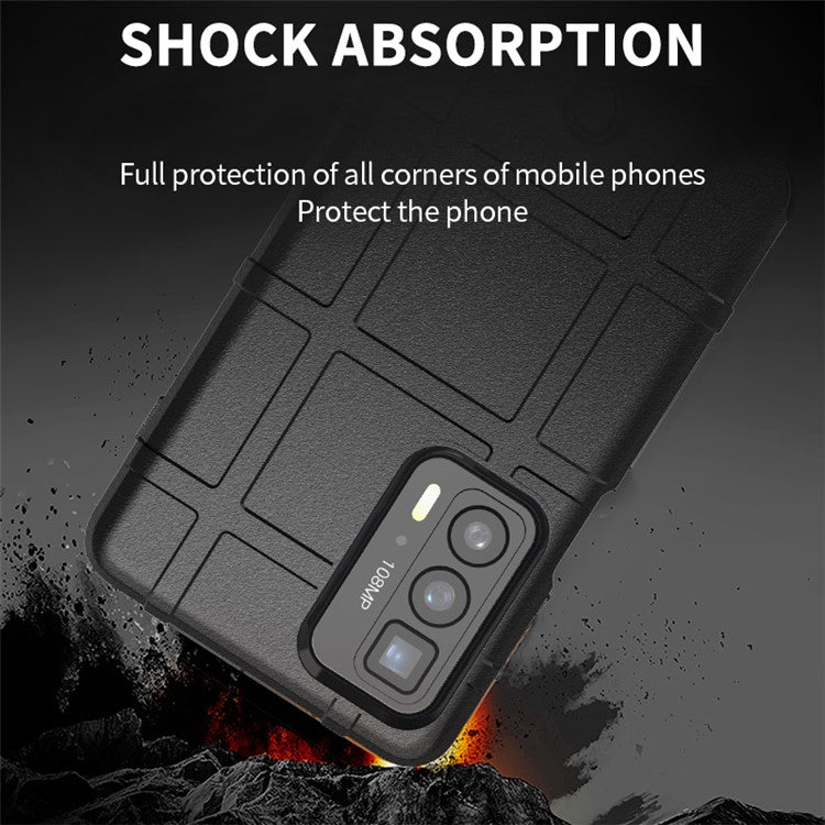 Anti-Drop Rugged Square Grid Texture Soft TPU Shockproof Protective Case for Motorola Edge 20 Pro / Edge S Pro - Green