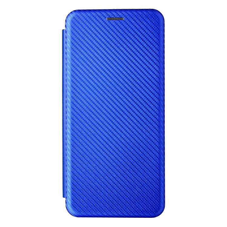 Auto-absorbed Carbon Fiber Texture Leather Stand Phone Shell Cover for Motorola Edge 20 Lite - Blue