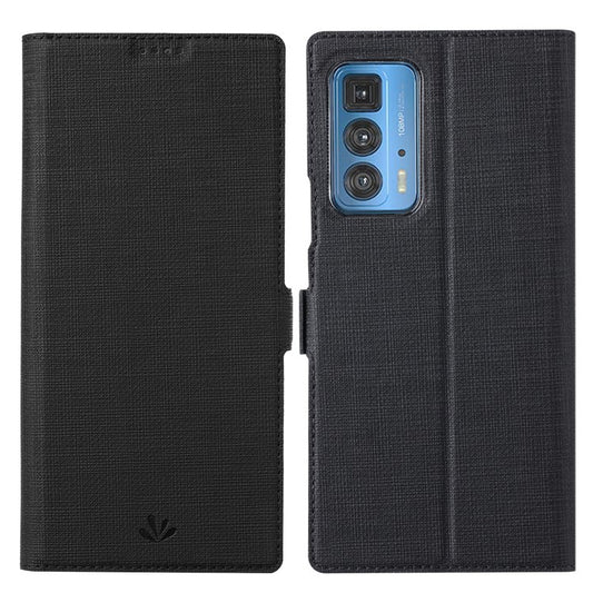 VILI K Series Wallet Design Leather Phone Stand Cover for Motorola Edge 20 Pro - Black