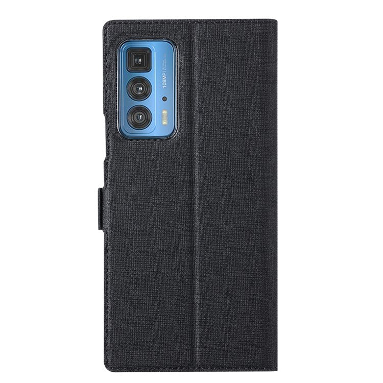 VILI K Series Wallet Design Leather Phone Stand Cover for Motorola Edge 20 Pro - Black