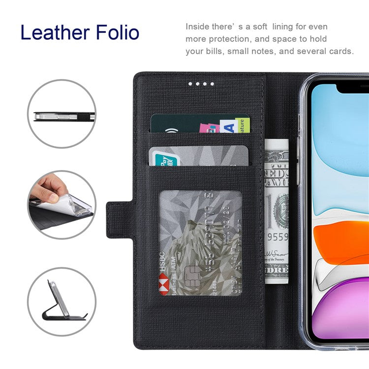 VILI K Series Wallet Design Leather Phone Stand Cover for Motorola Edge 20 Pro - Black