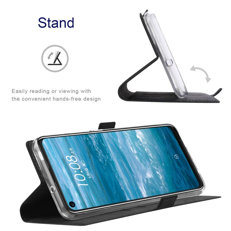 VILI K Series Wallet Design Leather Phone Stand Cover for Motorola Edge 20 Pro - Black
