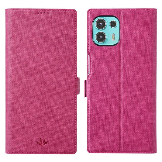 VILI K Series Wallet Design Leather Phone Stand Cover for Motorola Edge 20 Lite - Rose