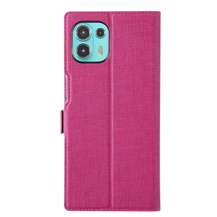 VILI K Series Wallet Design Leather Phone Stand Cover for Motorola Edge 20 Lite - Rose