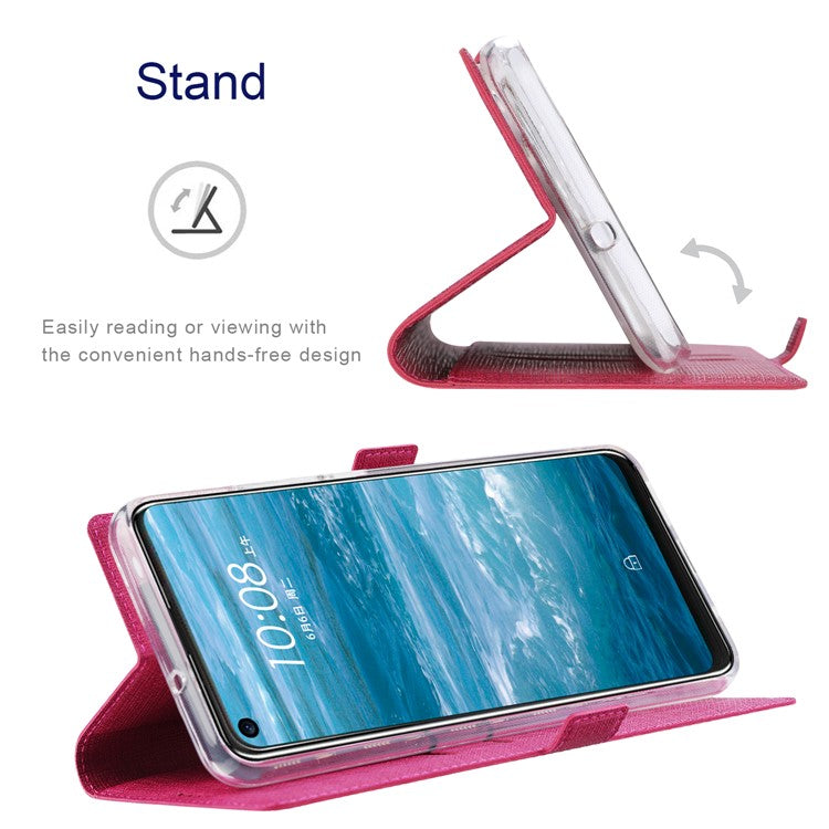 VILI K Series Wallet Design Leather Phone Stand Cover for Motorola Edge 20 Lite - Rose