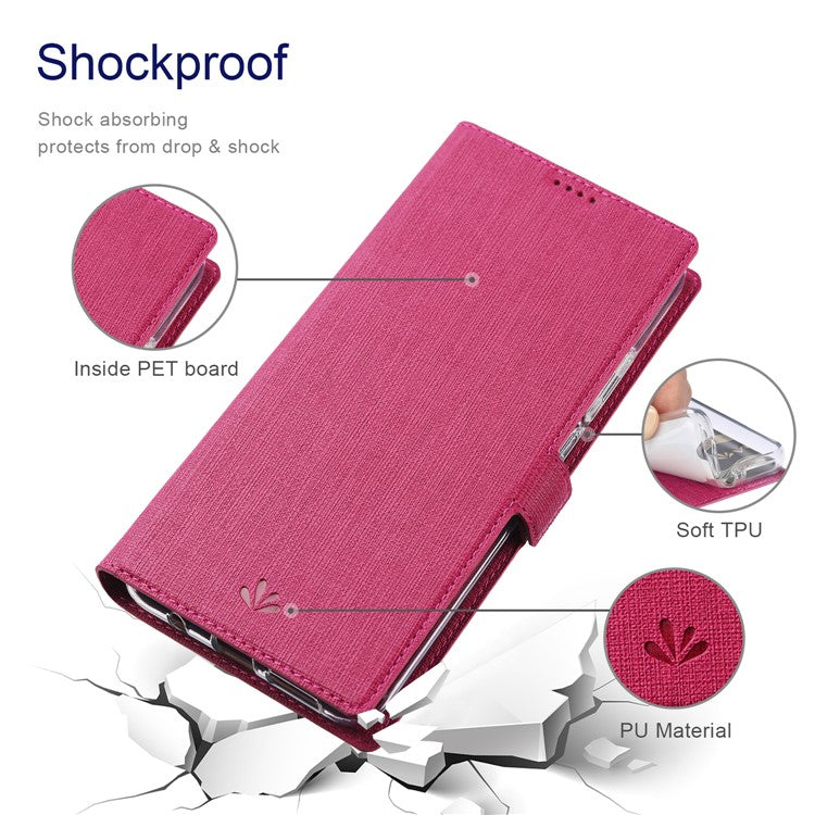 VILI K Series Wallet Design Leather Phone Stand Cover for Motorola Edge 20 Lite - Rose