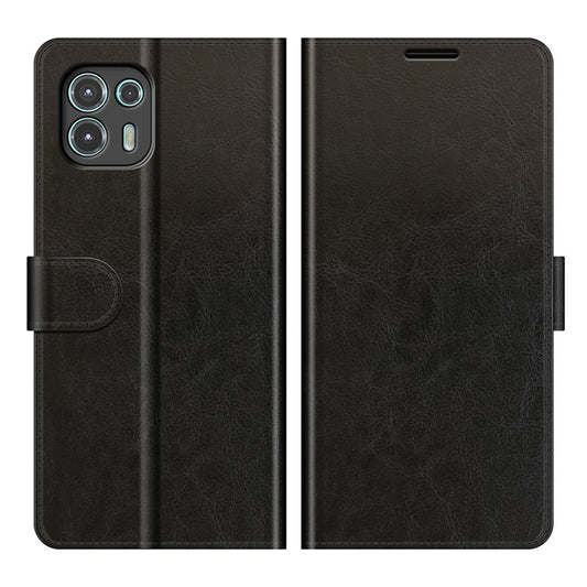 Special Crazy Horse Texture All-Round Protective Leather Wallet Stand Case for Motorola Edge 20 Lite - Black