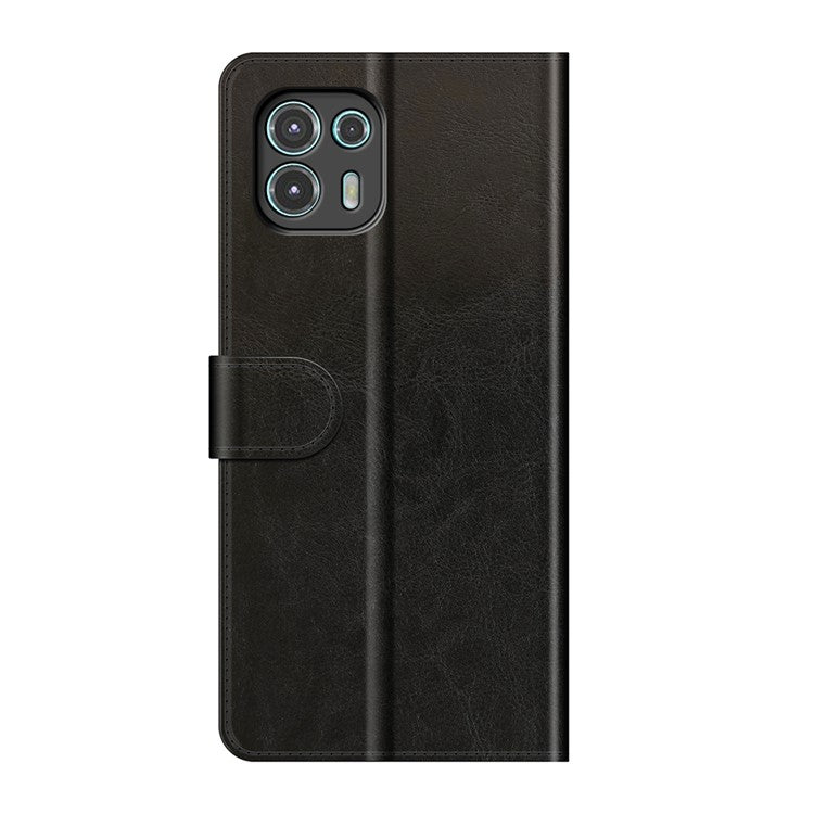 Special Crazy Horse Texture All-Round Protective Leather Wallet Stand Case for Motorola Edge 20 Lite - Black