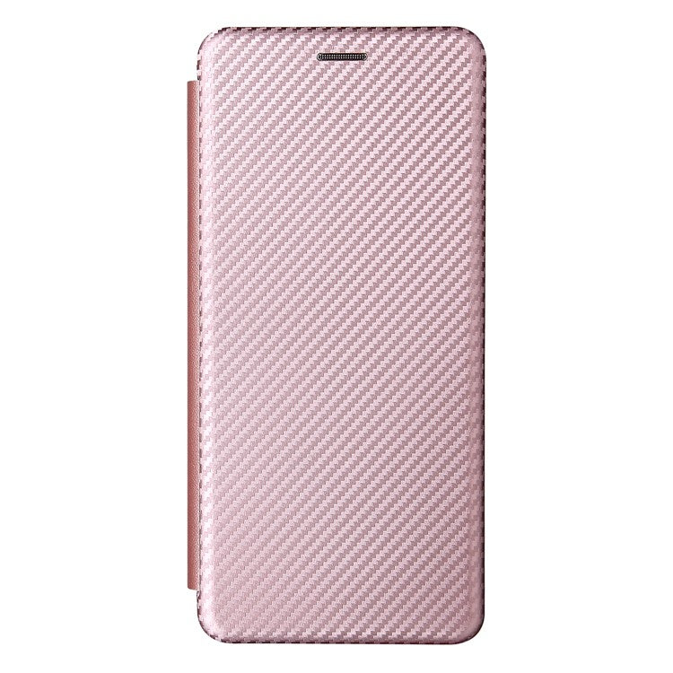 Carbon Fiber Texture Leather Automatic Absorption Case with Card Slot and Ring Strap for Motorola Moto G60S - Rose Gold