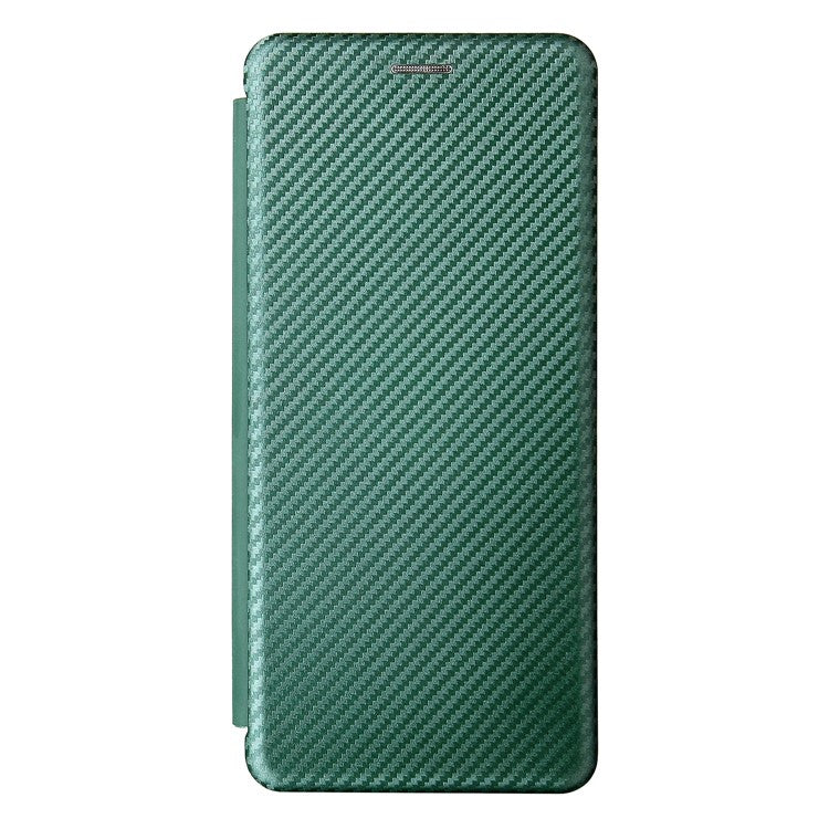 Carbon Fiber Texture Leather Automatic Absorption Case with Card Slot and Ring Strap for Motorola Moto G60S - Green