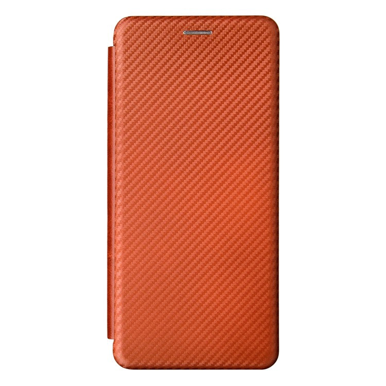 Carbon Fiber Texture Leather Automatic Absorption Case with Card Slot and Ring Strap for Motorola Moto G60S - Orange