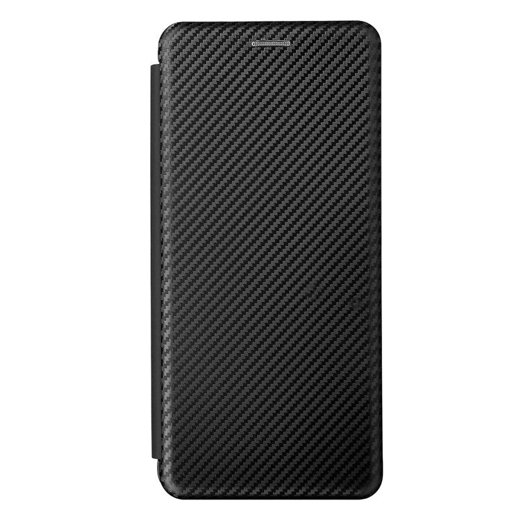 Carbon Fiber Texture Leather Phone Case with Card Slot and Ring Strap for Motorola Edge (2021) - Black