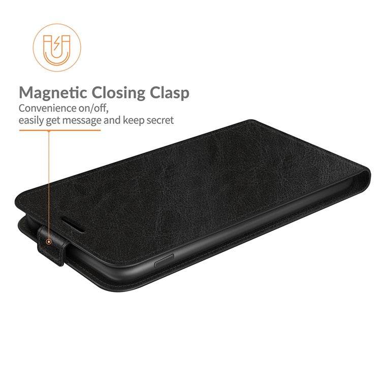 Single Card Holder Drop-Resistant Crazy Horse Vertical Flip Leather Case for Motorola Edge 20 Pro - Black