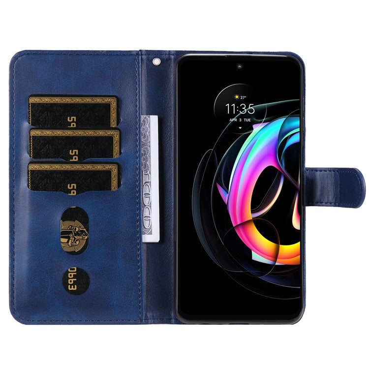 Zipper Pocket Design Fashionable Style Wallet PU Leather Phone Case Quality Flip Phone Covering Shell for Motorola Edge 20 Lite - Blue