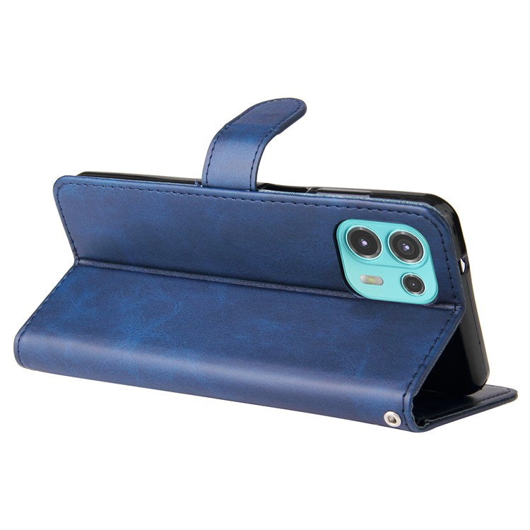 Zipper Pocket Design Fashionable Style Wallet PU Leather Phone Case Quality Flip Phone Covering Shell for Motorola Edge 20 Lite - Blue