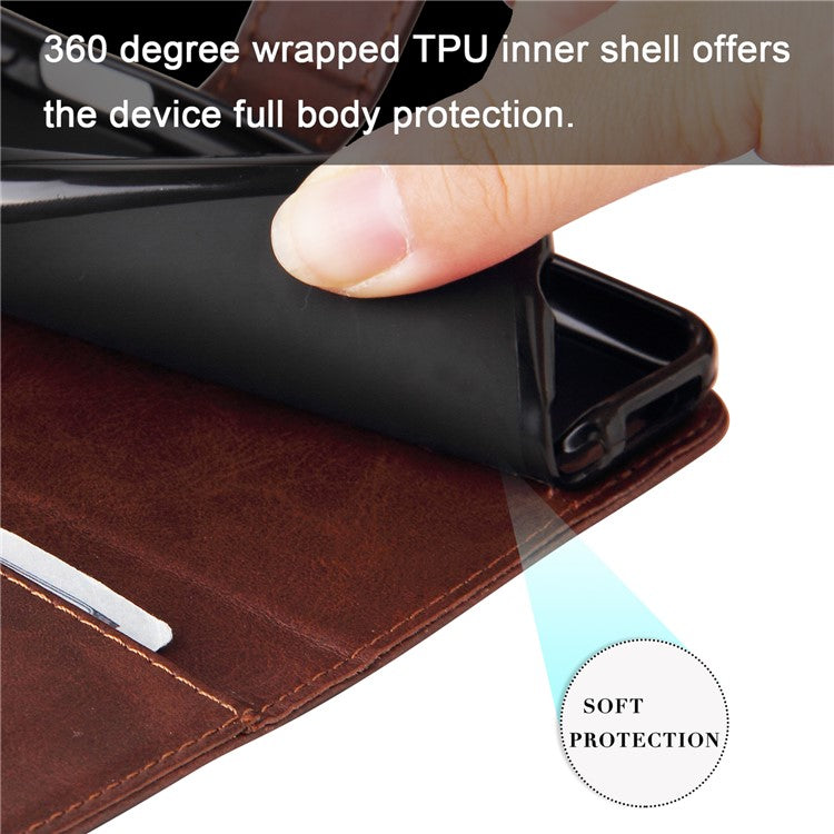 Zipper Pocket Design Fashionable Style Wallet PU Leather Phone Case Quality Flip Phone Covering Shell for Motorola Edge 20 Lite - Brown