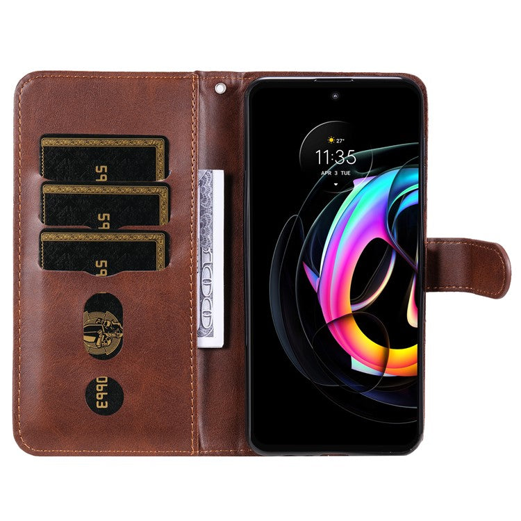 Zipper Pocket Design Fashionable Style Wallet PU Leather Phone Case Quality Flip Phone Covering Shell for Motorola Edge 20 Lite - Brown