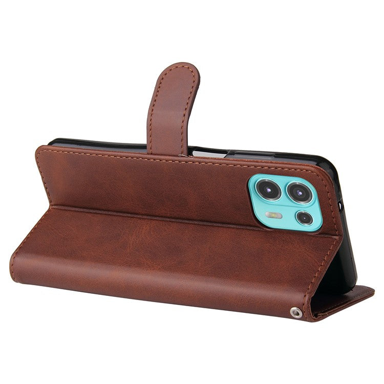Zipper Pocket Design Fashionable Style Wallet PU Leather Phone Case Quality Flip Phone Covering Shell for Motorola Edge 20 Lite - Brown