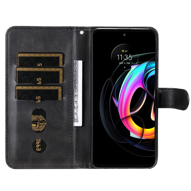 Zipper Pocket Design Fashionable Style Wallet PU Leather Phone Case Quality Flip Phone Covering Shell for Motorola Edge 20 Lite - Black