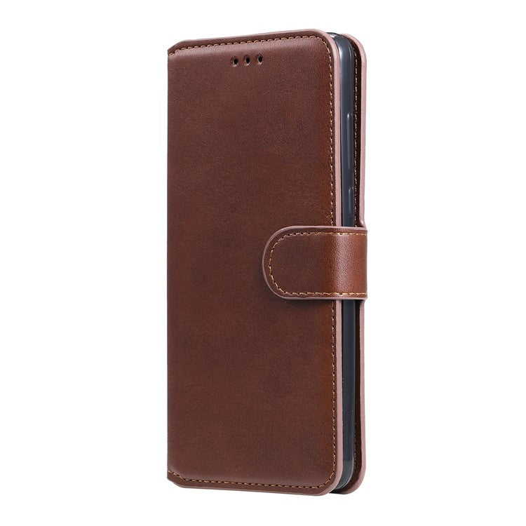 Anti-scratch Shock Resistant Anti Drop Full Protection PU Leather Wallet Stand Phone Cover Case for Motorola Edge 20 Pro - Brown