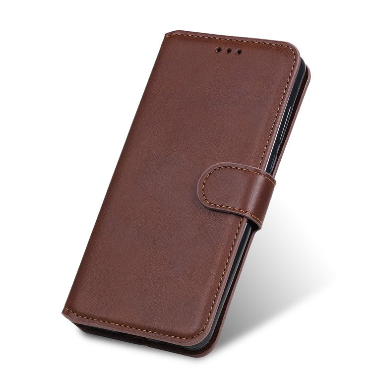 Anti-scratch Shock Resistant Anti Drop Full Protection PU Leather Wallet Stand Phone Cover Case for Motorola Edge 20 Pro - Brown