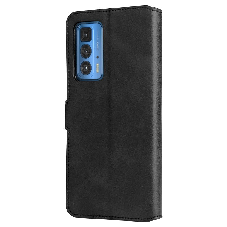 Anti-scratch Shock Resistant Anti Drop Full Protection PU Leather Wallet Stand Phone Cover Case for Motorola Edge 20 Pro - Black