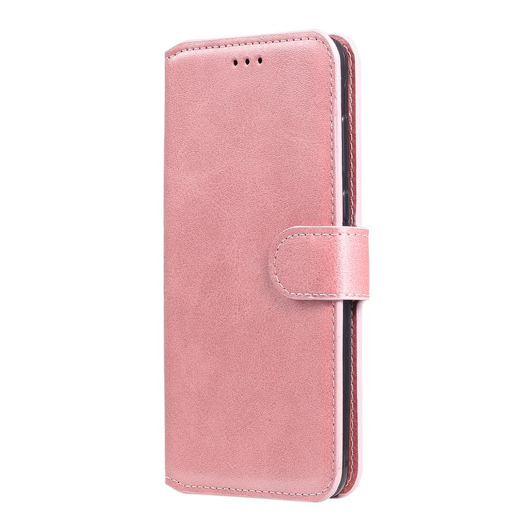 Anti-scratch Shock Resistant Anti Drop Full Protection PU Leather Wallet Stand Phone Cover Case for Motorola Edge 20 Pro - Rose Gold